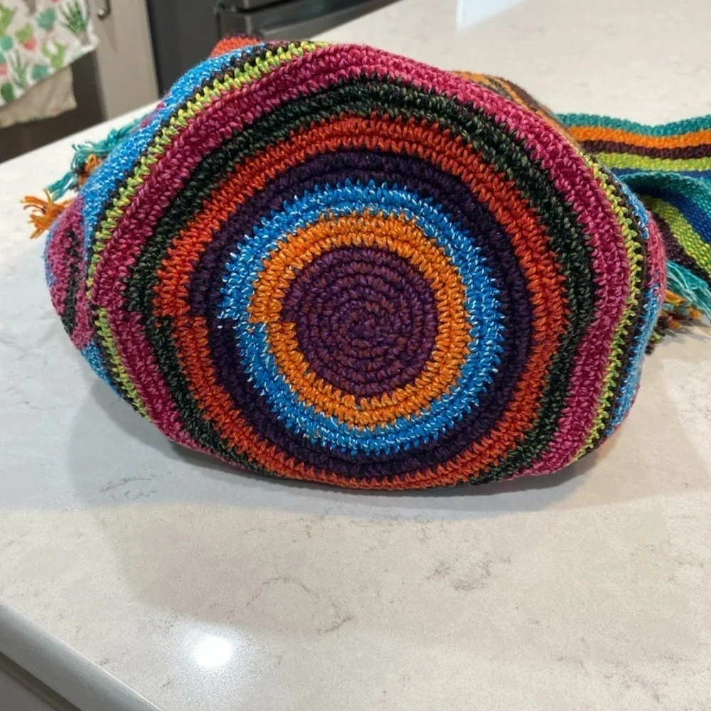 Multicolor Wayuu Artisan Crochet Shoulder Crossbody Bucket Bag